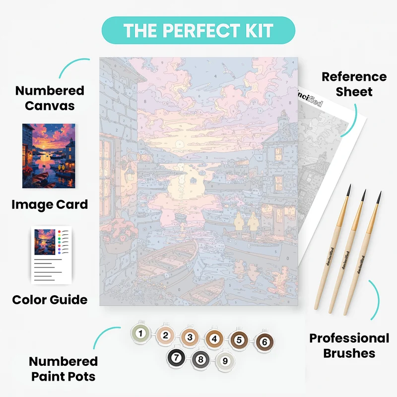 Coastal Harbor Sunset - Paint by Numbers Kit