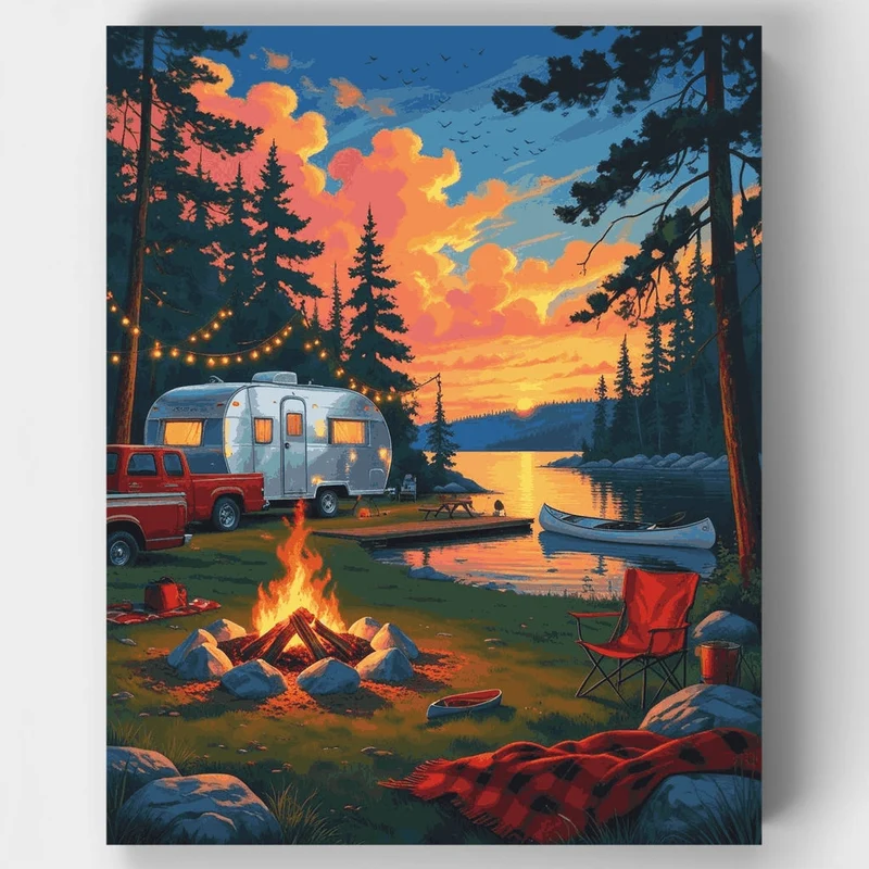 Lakeside Camping Adventure - Paint by Numbers Kit