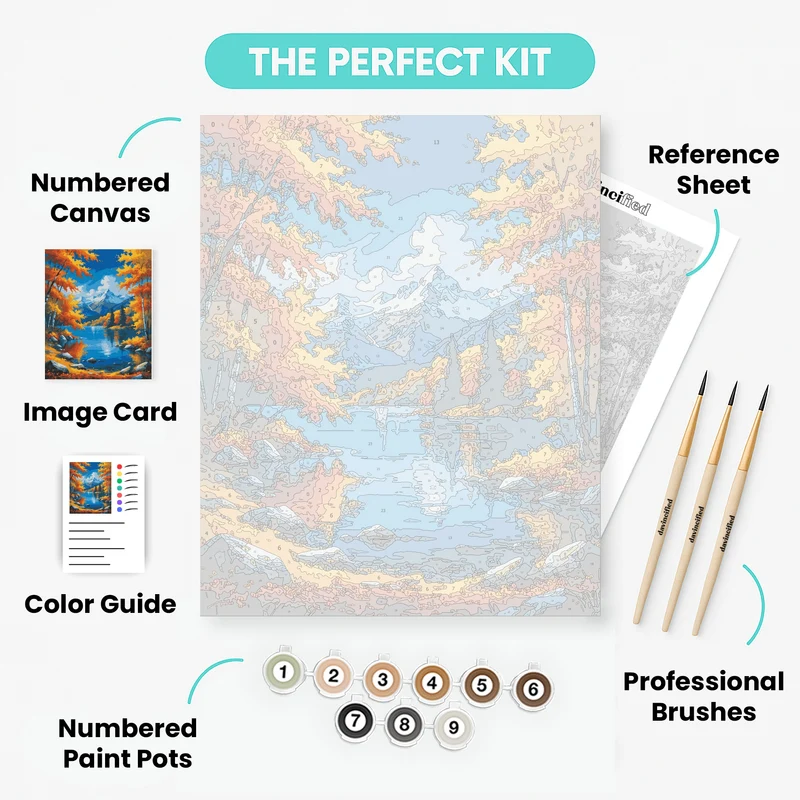Autumn Mountain Lake Reflection - Paint by Numbers Kit