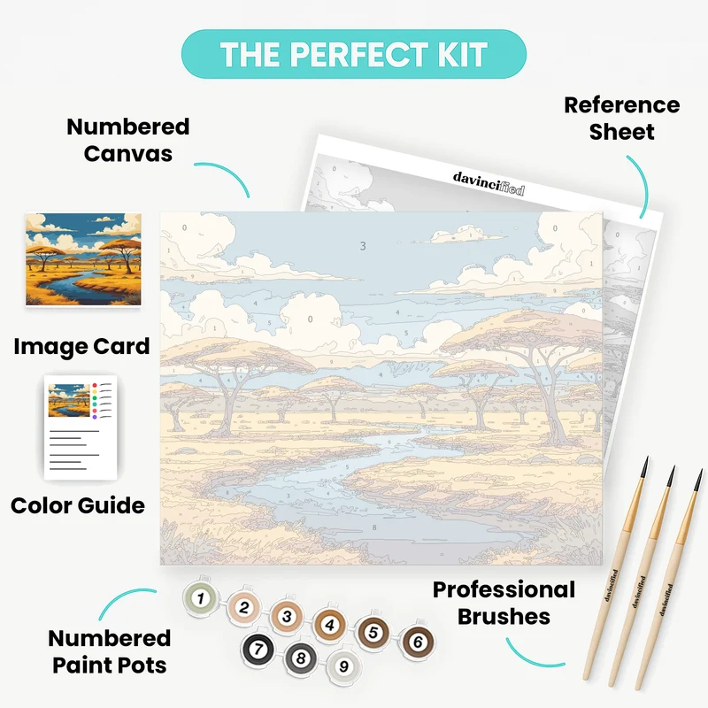 Serengeti River Oasis - Paint by Numbers Kit