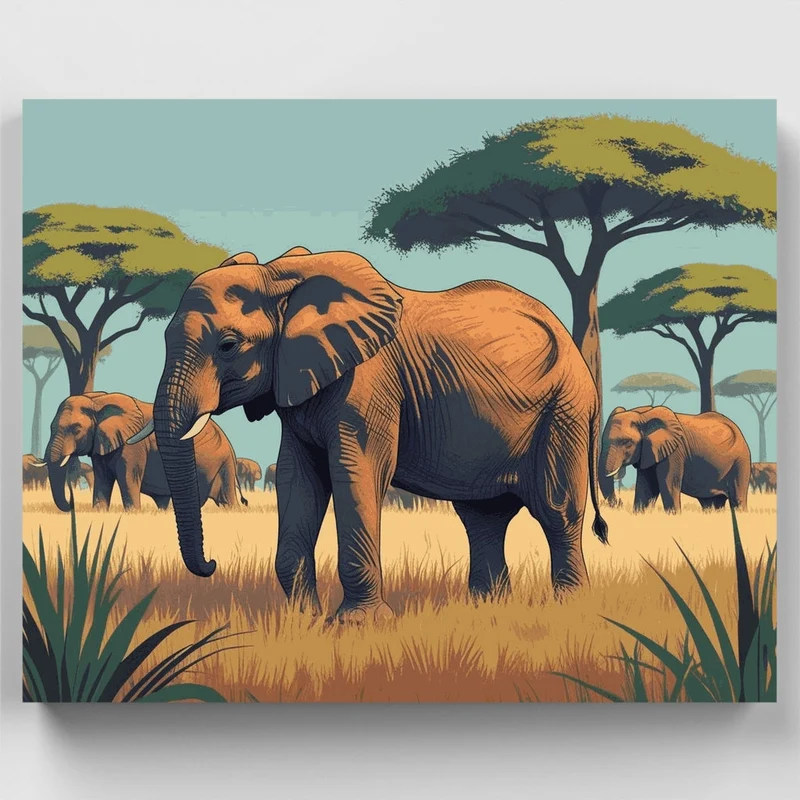 Serengeti Elephants - Paint by Numbers Kit