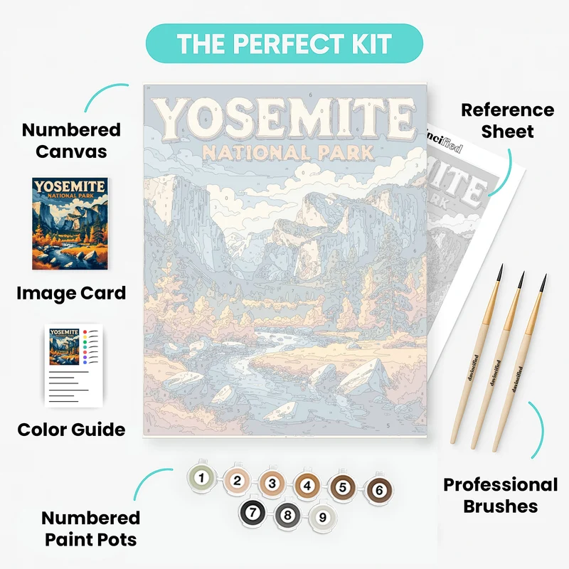 Yosemite Valley Autumn River Scene - Paint by Numbers Kit