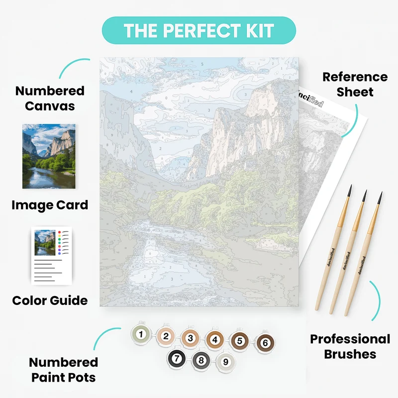 Yosemite Valley River View - Paint by Numbers Kit