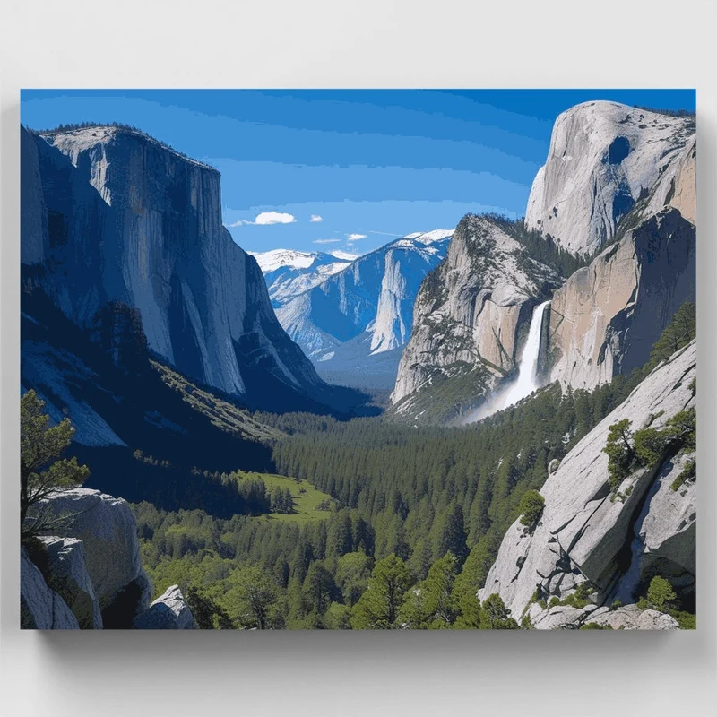Yosemite Valley Waterfall Vista - Paint by Numbers Kit