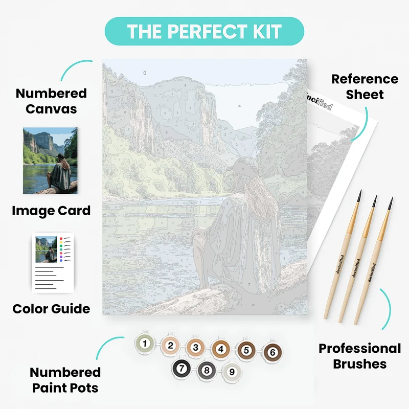 Peaceful River Valley Contemplation - Paint by Numbers Kit