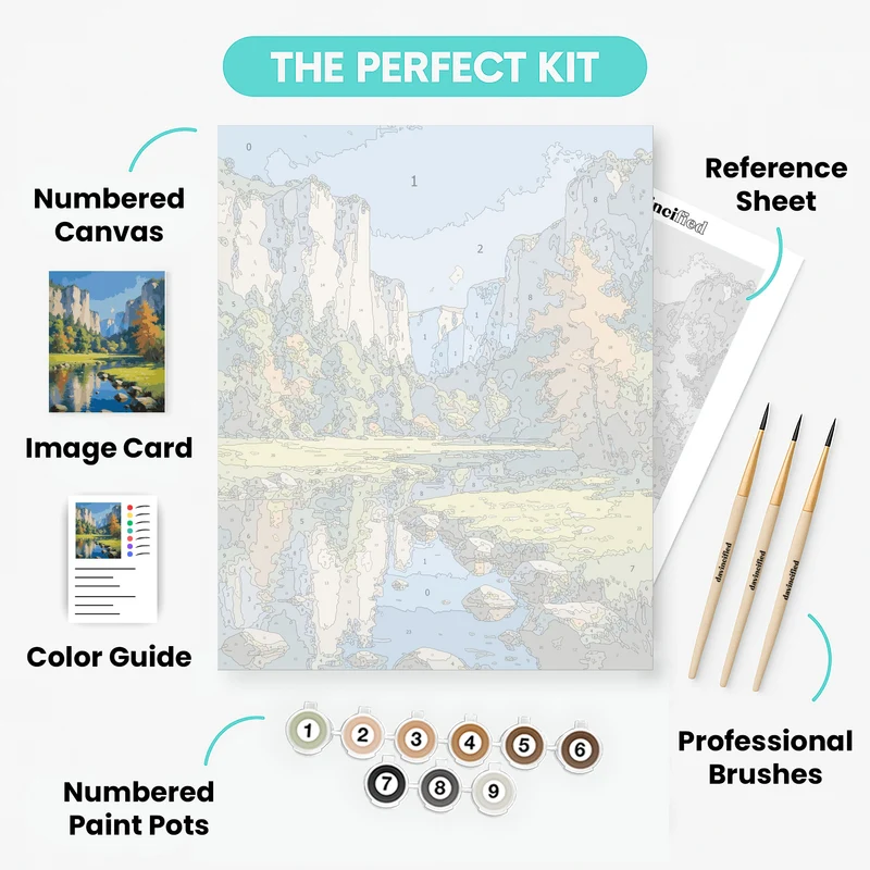 Yosemite Valley Autumn Reflections - Paint by Numbers Kit