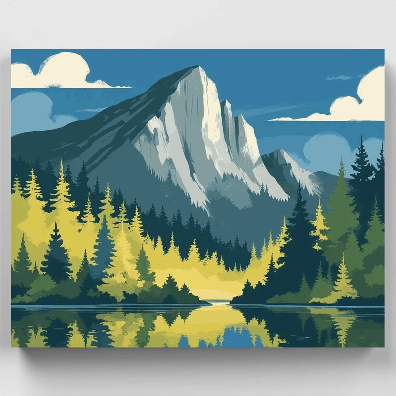 Half Dome Yosemite Valley Reflection - Paint by Numbers Kit