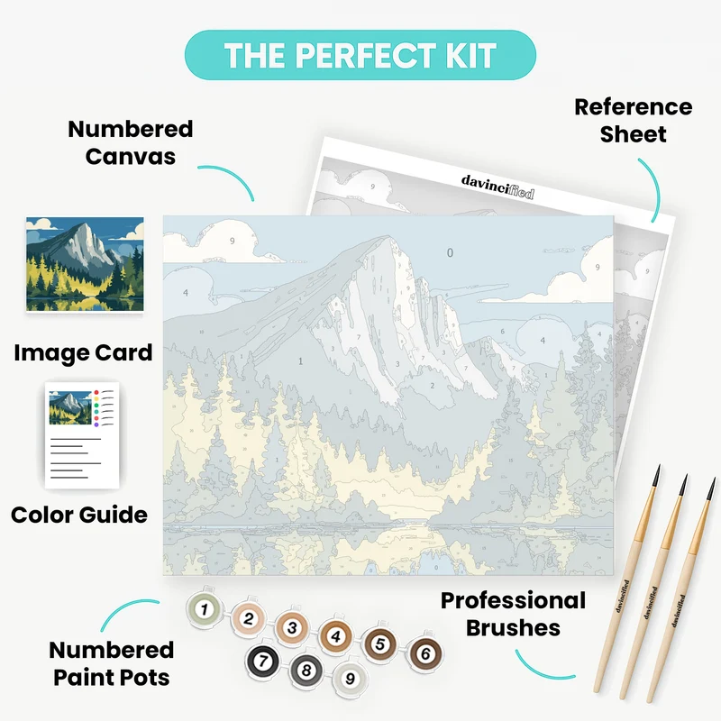 Half Dome Yosemite Valley Reflection - Paint by Numbers Kit
