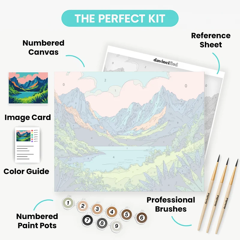 Turquoise Mountain Lake Paradise - Paint by Numbers Kit