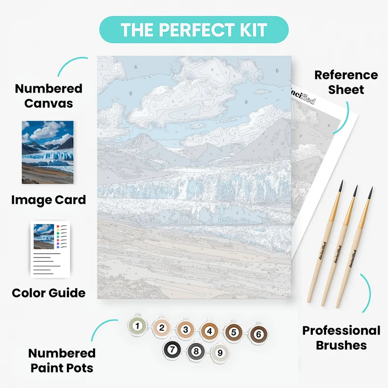 Glacial Mountain Landscape - Paint by Numbers Kit