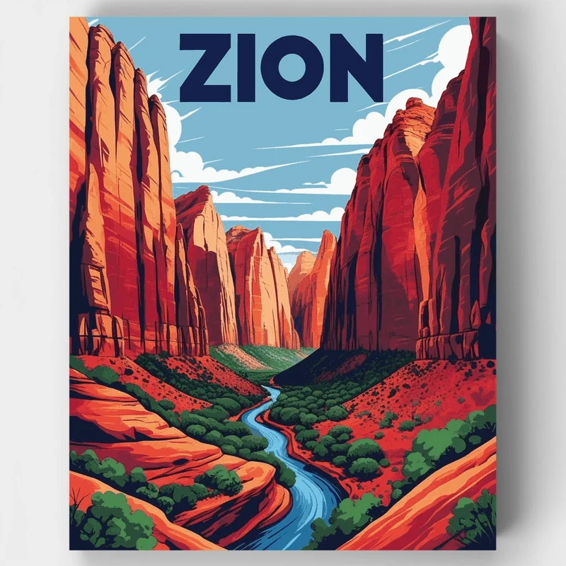Zion Canyon Wilderness River - Paint by Numbers Kit