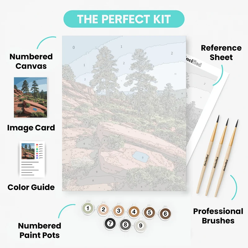 Desert Red Rock Formation with Blue Pool - Paint by Numbers Kit