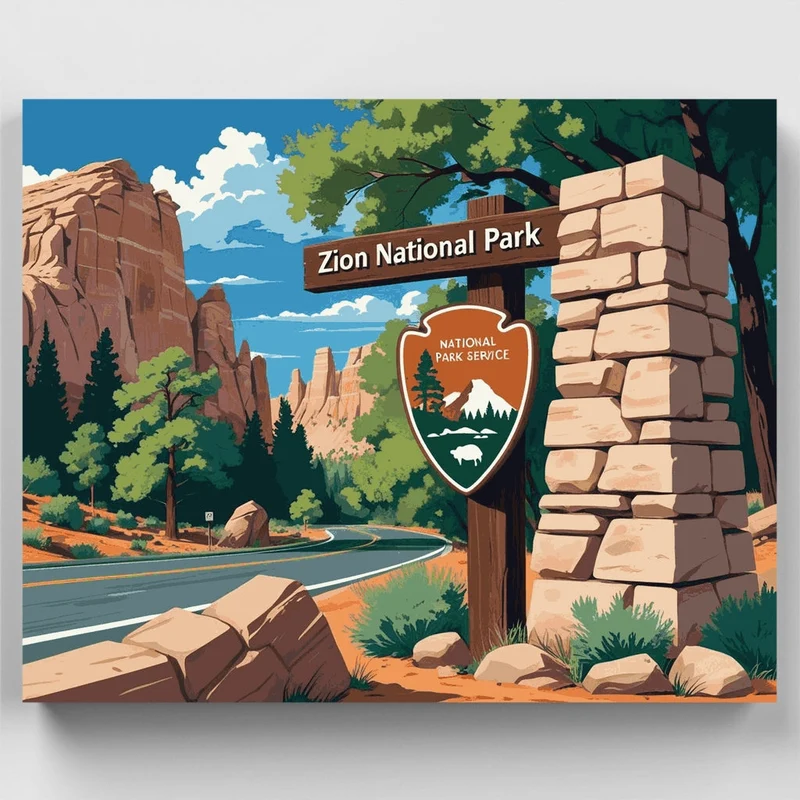 Zion National Park Entrance - Paint by Numbers Kit