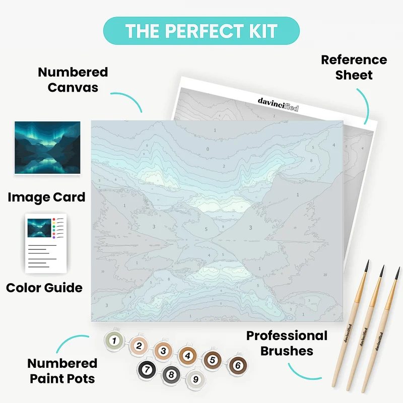 Aurora Mountain Lake Reflection - Paint by Numbers Kit