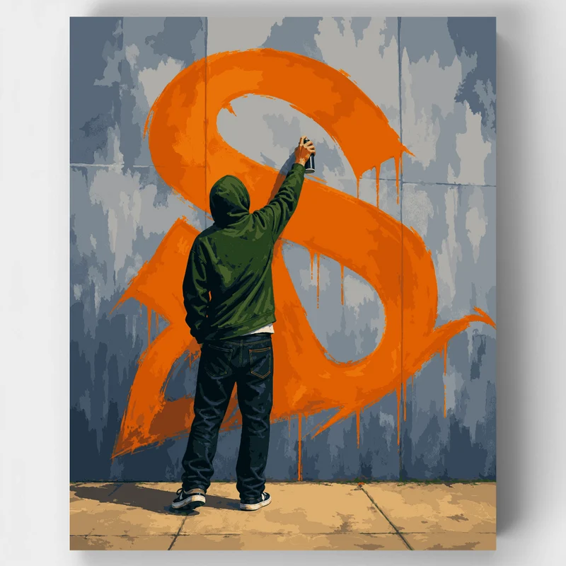 Orange S Graffiti - Paint by Numbers Kit