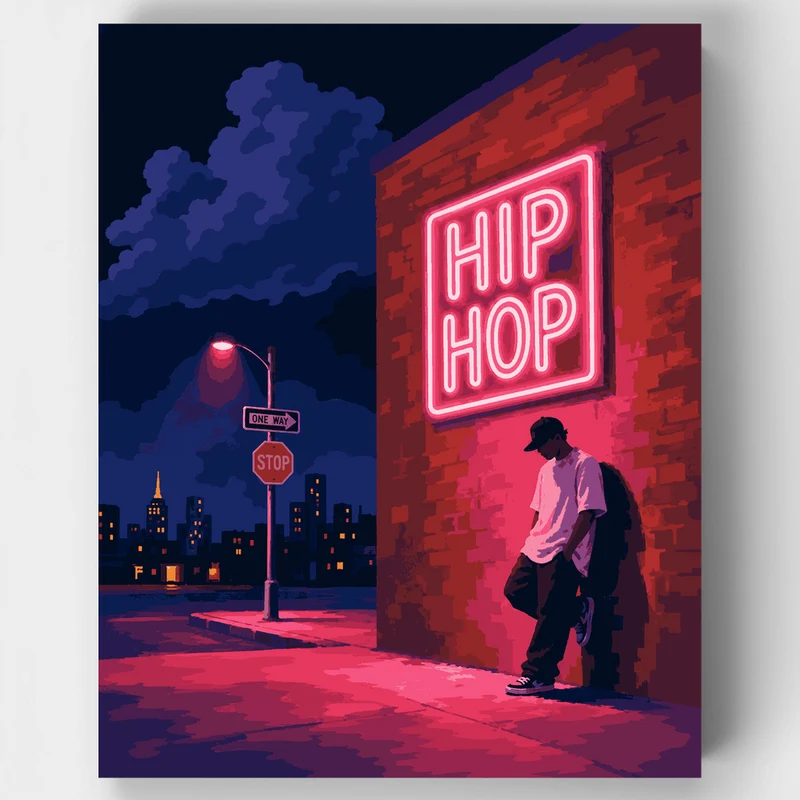 Neon Corner at Night - Paint by Numbers Kit