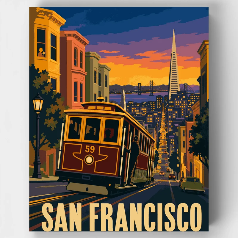 San Francisco at Dusk - Paint by Numbers Kit