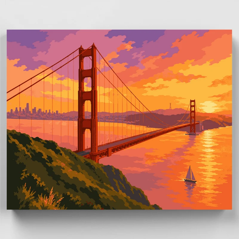 Golden Gate Sunset - Paint by Numbers Kit