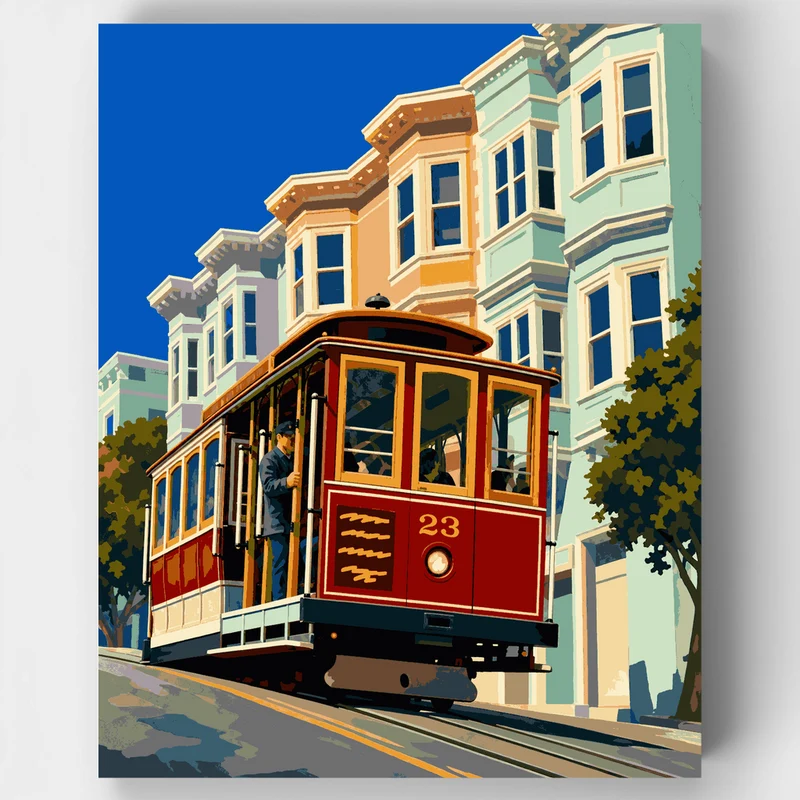 San Francisco Cable Car - Paint by Numbers Kit