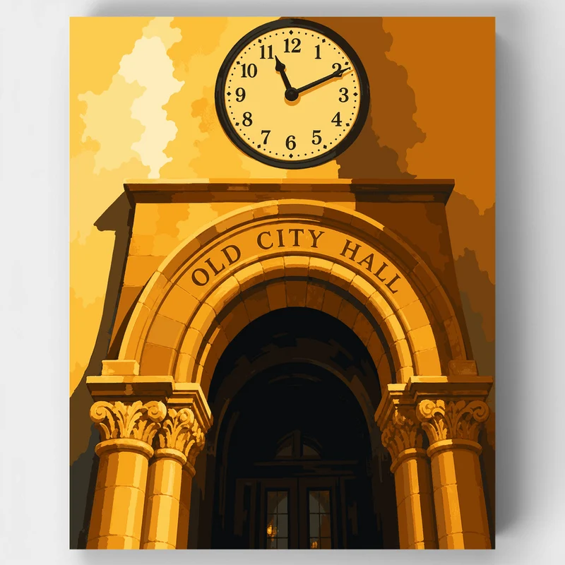 Old City Hall Clock - Paint by Numbers Kit