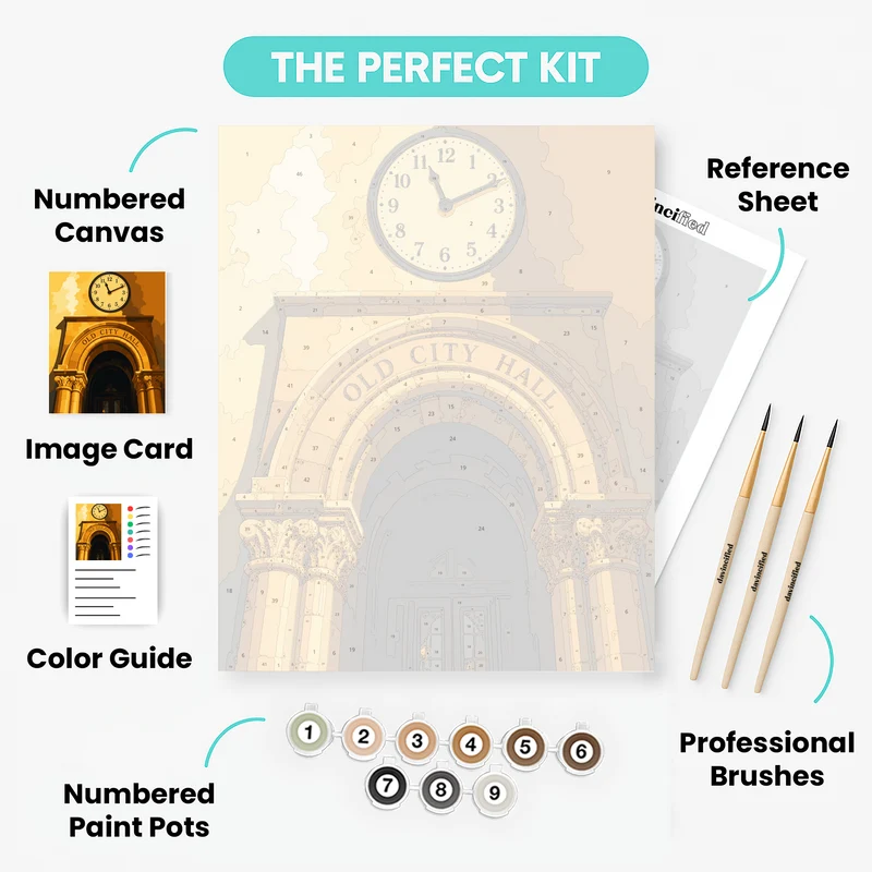 Old City Hall Clock - Paint by Numbers Kit