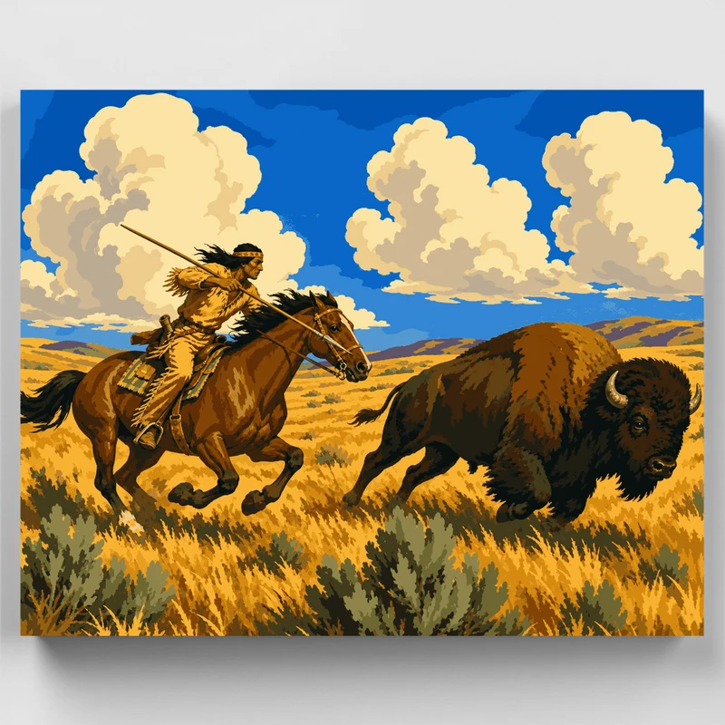 Buffalo Hunt - Paint by Numbers Kit