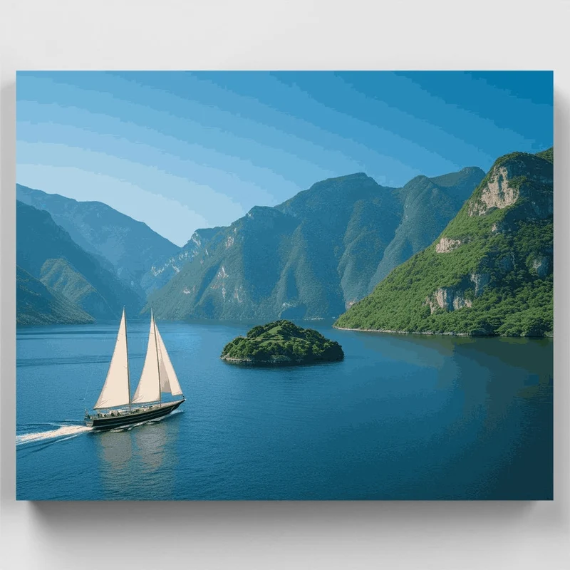 Serene Fjord Sailing Adventure - Paint by Numbers Kit