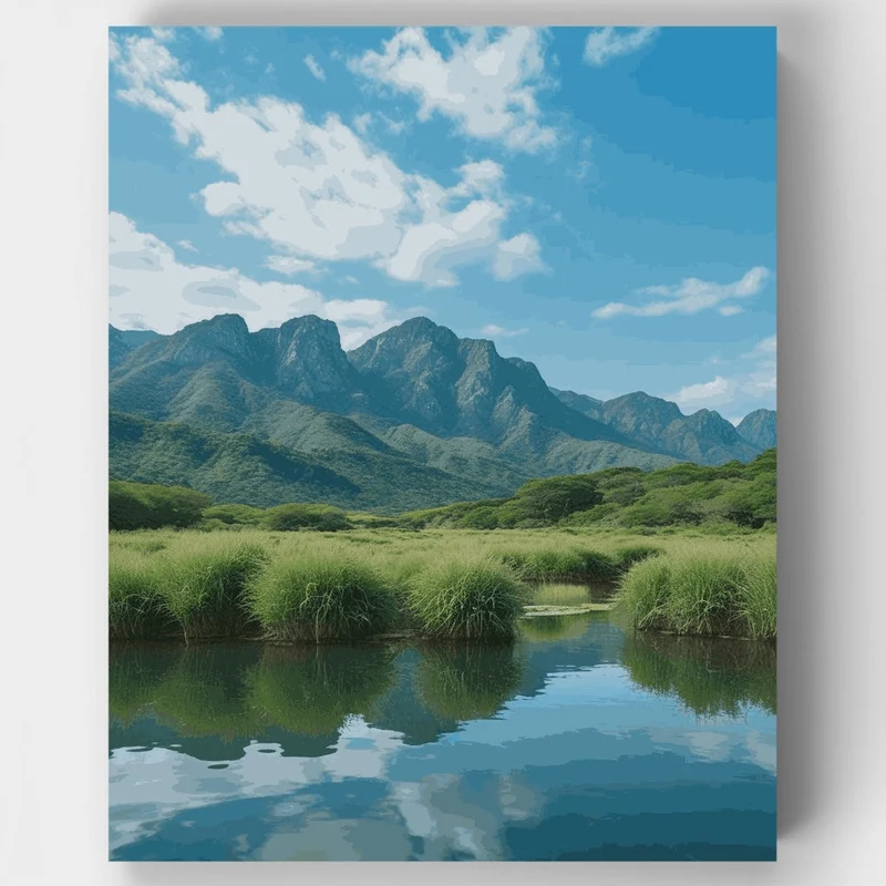 Mountain Wetland Reflection - Paint by Numbers Kit