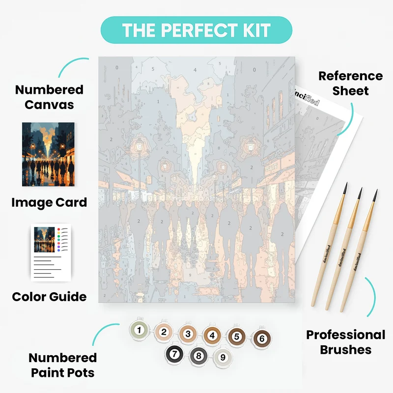 Urban Evening Street Scene - Paint by Numbers Kit