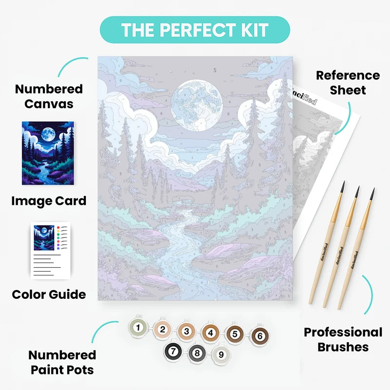 Moonlit Forest Stream - Paint by Numbers Kit