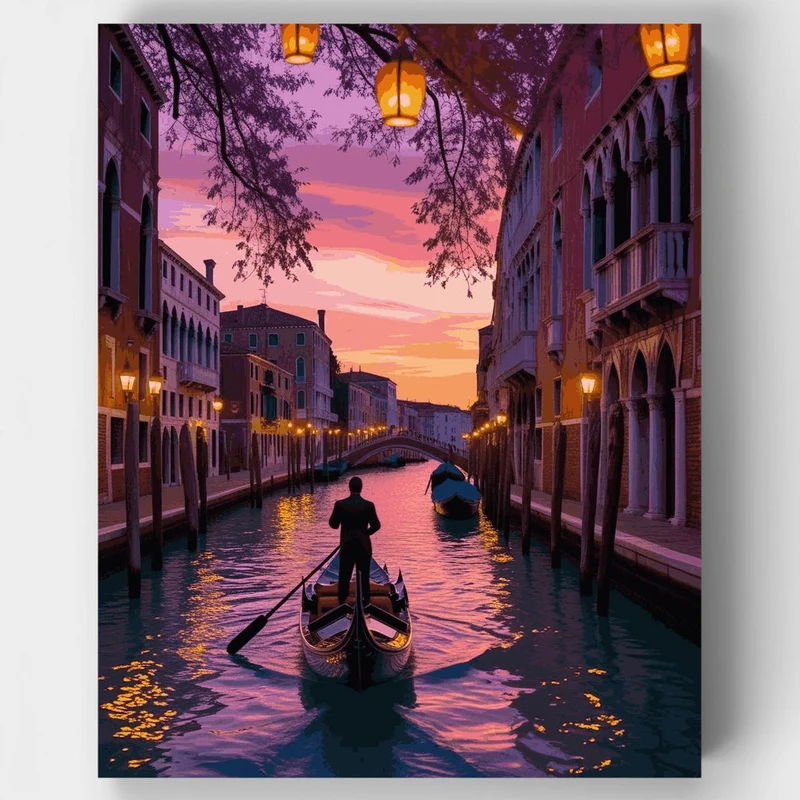 Venice Canal Gondola at Sunset - Paint by Numbers Kit
