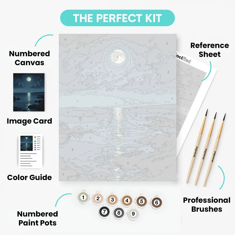 Moonlit Harbor Serenity - Paint by Numbers Kit