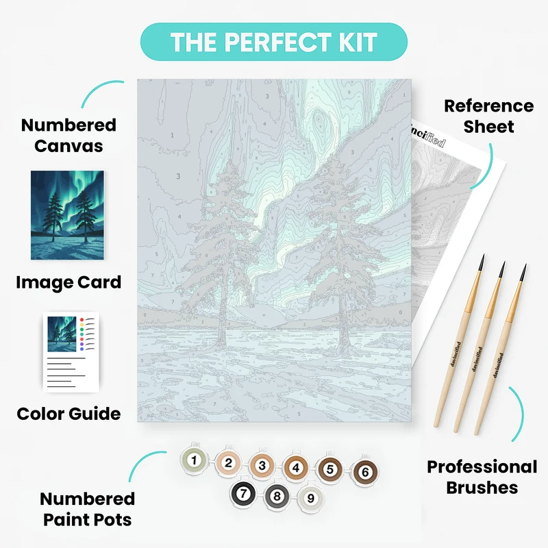 Aurora Dancing Over Frozen Lake - Paint by Numbers Kit