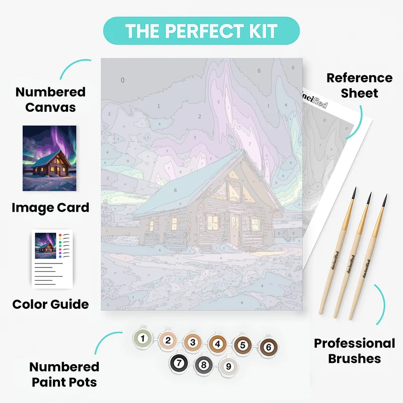 Northern Lights Cabin - Paint by Numbers Kit
