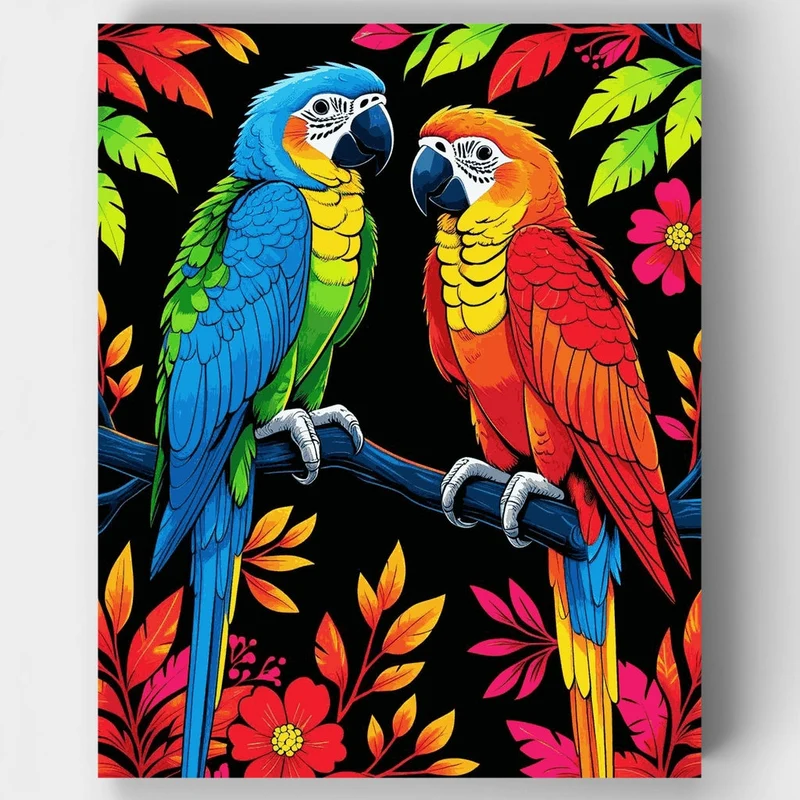 Tropical Parrots - Paint by Numbers Kit
