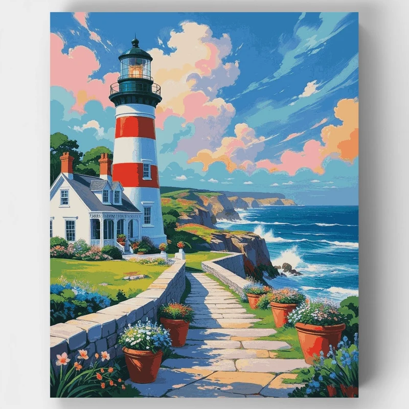 Coastal Lighthouse Garden - Paint by Numbers Kit