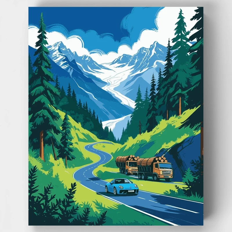 Alpine Mountain Road Journey - Paint by Numbers Kit