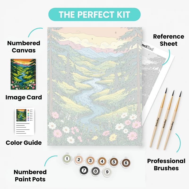Winding River Valley Paradise - Paint by Numbers Kit