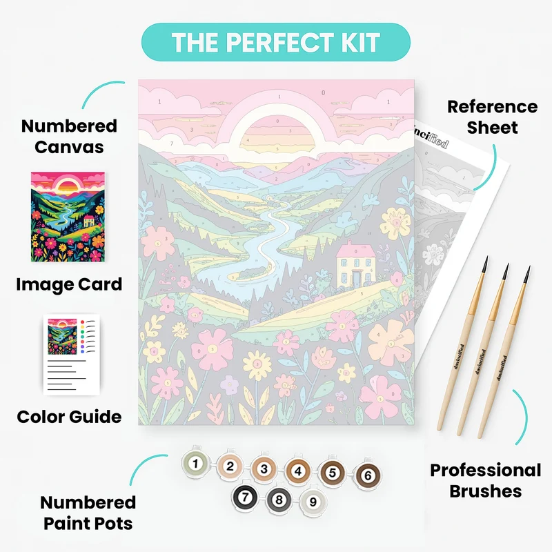 Dreamy Valley with Wildflowers - Paint by Numbers Kit