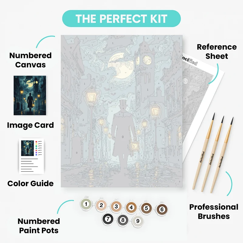 Victorian Gothic Street Scene - Paint by Numbers Kit