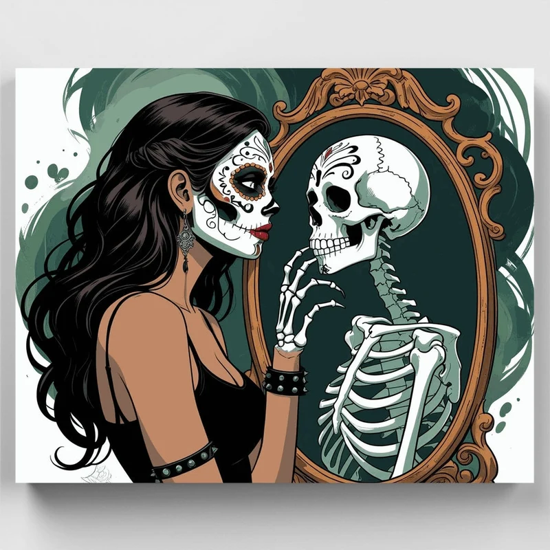 Día de los Muertos Mirror Skull - Paint by Numbers Kit