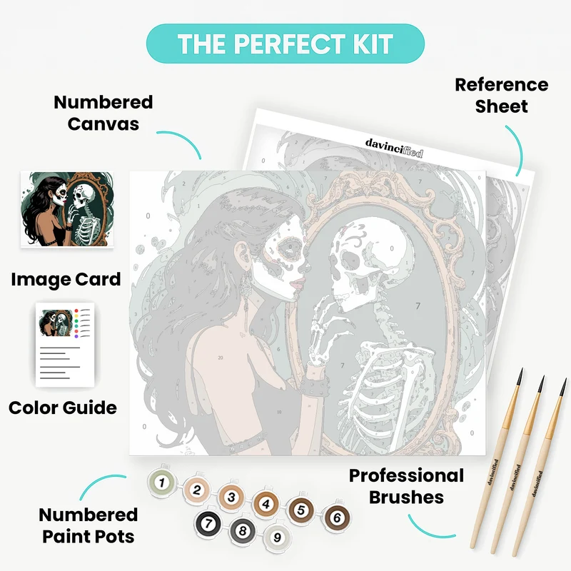 Día de los Muertos Mirror Skull - Paint by Numbers Kit