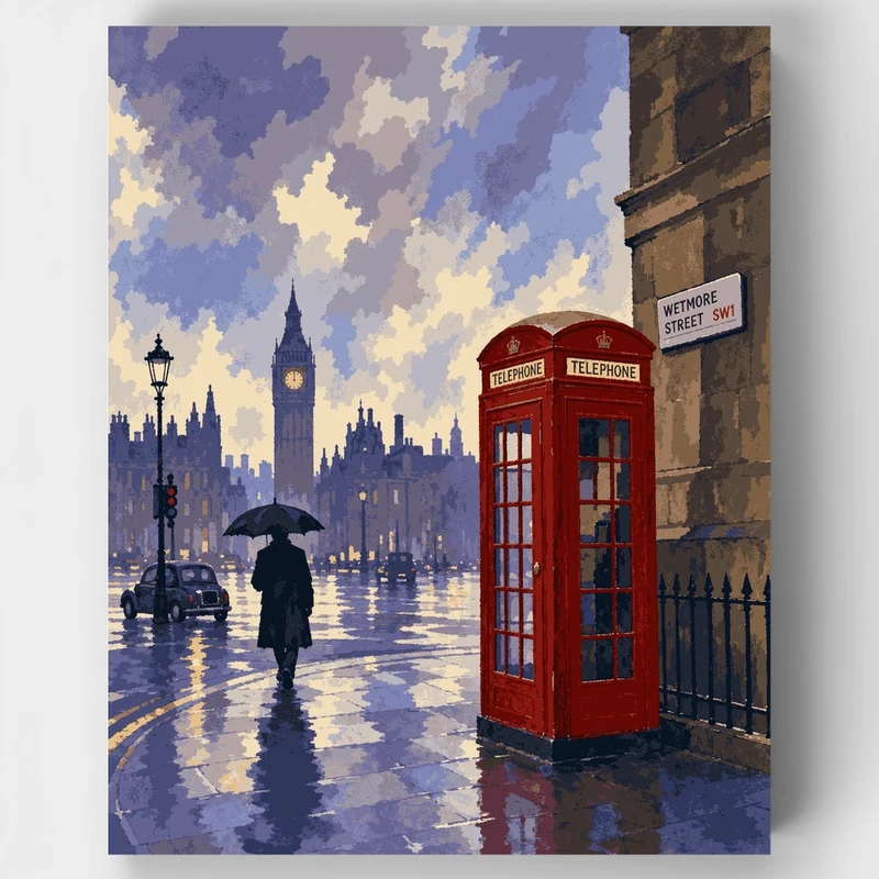 Rainy London Street - Paint by Numbers Kit