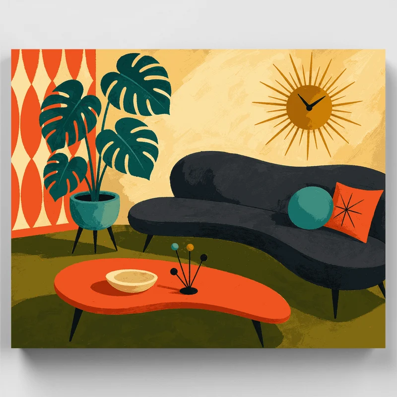 Retro Lounge Room - Paint by Numbers Kit