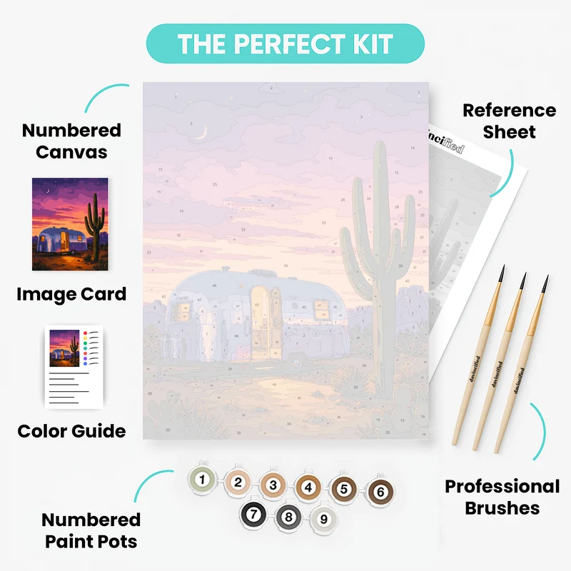 Desert Airstream Dusk - Paint by Numbers Kit