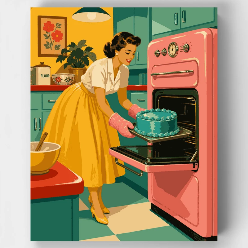 Retro Baking Housewife - Paint by Numbers Kit