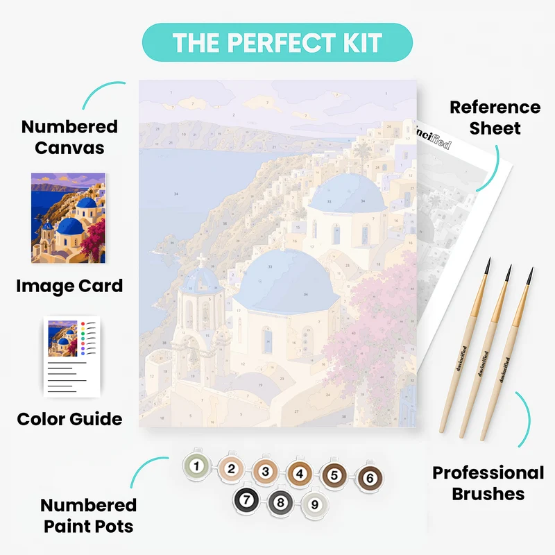 Santorini Village - Paint by Numbers Kit
