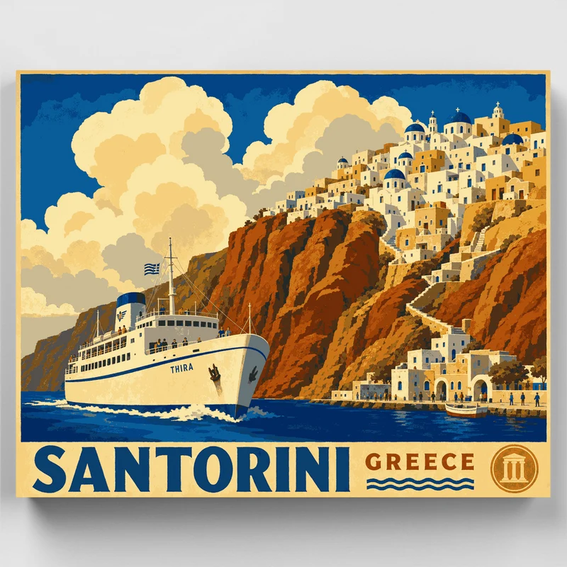 Santorini Cliffside - Paint by Numbers Kit