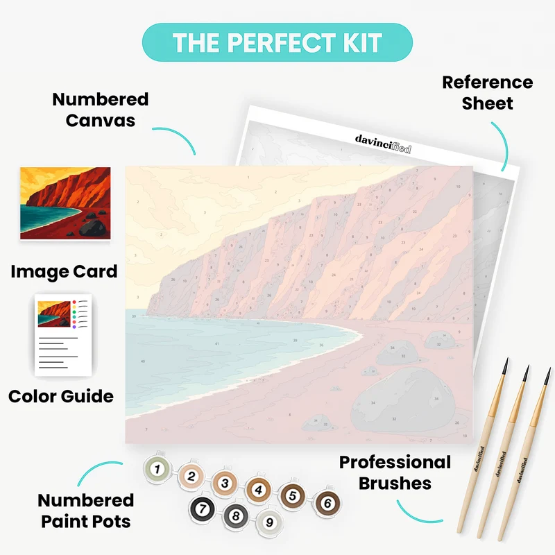 Santorini Red Beach - Paint by Numbers Kit