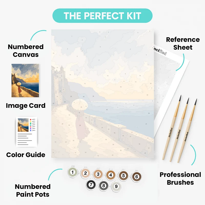 Coastal Promenade at Sunset - Paint by Numbers Kit